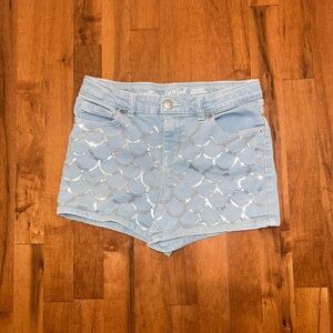 Cat & Jack Blue Jean Shorts with Silver Accents